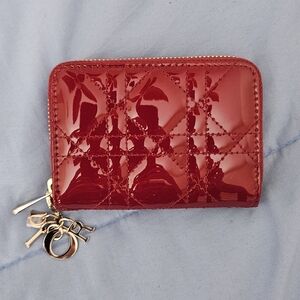 Dior Cherry Red Patent Leather Mini Wallet. Never used